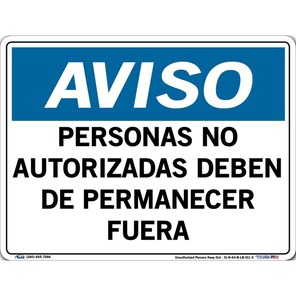 Vinyl Label Sign, 9-1/2" Height, 12-1/2" Width, Vinyl Label, Rectangle, Spanish